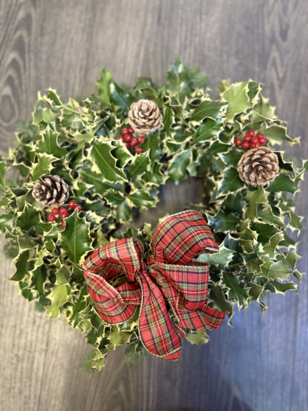 tartan bowed fresh wreath