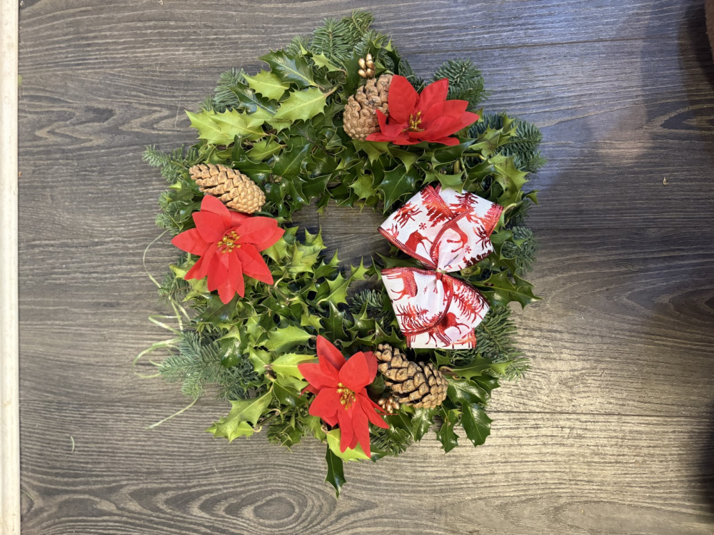 fresh wreath red bow